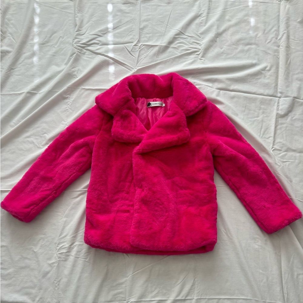 Small pink faux fur coat
